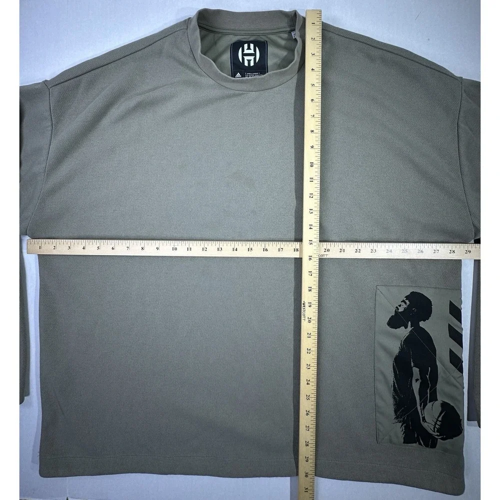 Adidas James Harden Basketball Long Sleeve Shirt 2XL Taupe Graphic NBA
